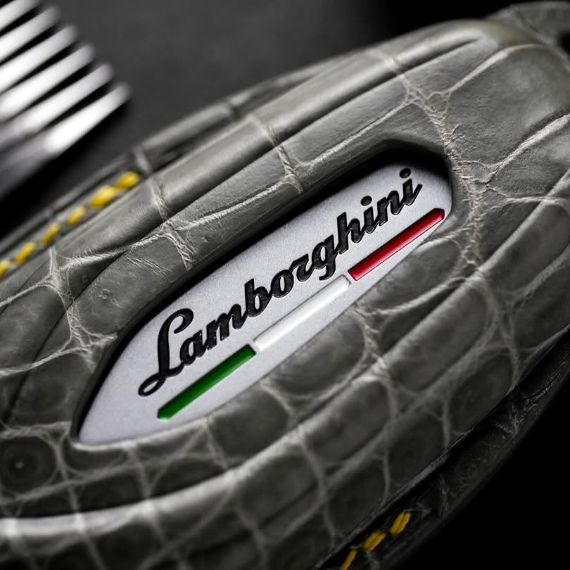 ETK BESPOKE GREY CROCODILE KEY COVER FOR LAMBORGHINI — YELLOW DETAILS