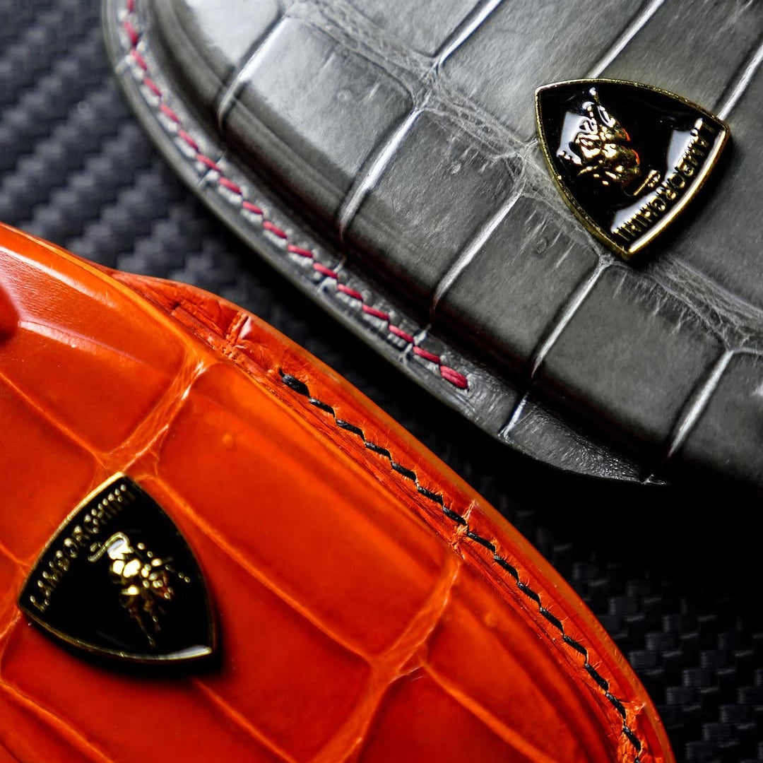 ETK BESPOKE ORANGE & GREY CROCODILE KEY COVER SET FOR LAMBORGHINI — SET OF 2