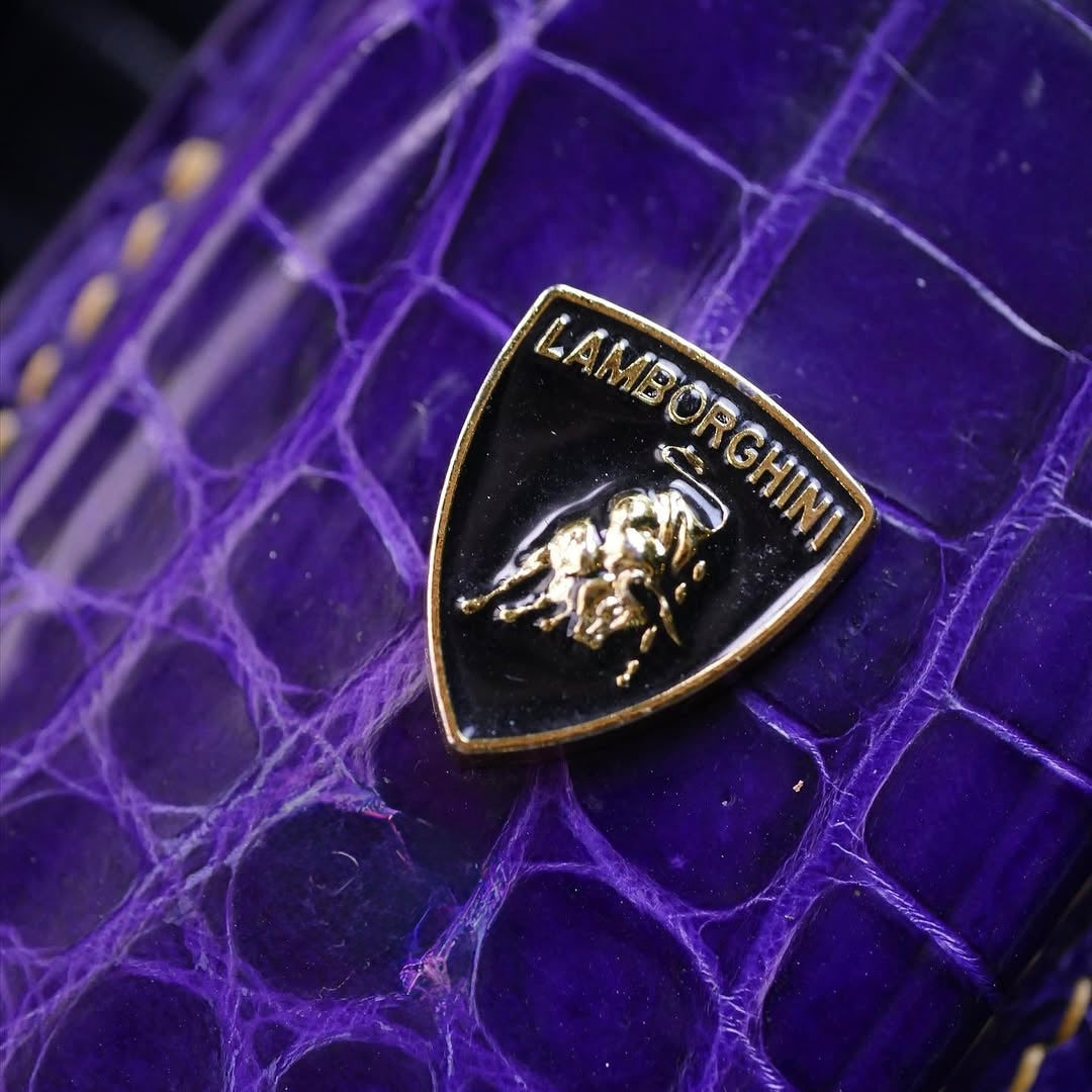 ETK BESPOKE PURPLE CROCODILE KEY COVER FOR LAMBORGHINI — YELLOW DETAILS