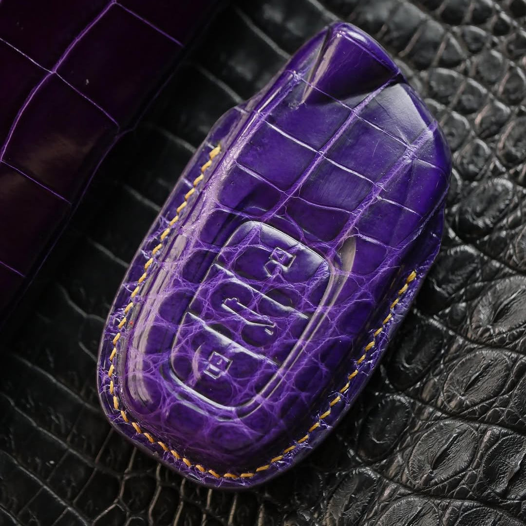 ETK BESPOKE PURPLE CROCODILE KEY COVER FOR LAMBORGHINI — YELLOW DETAILS
