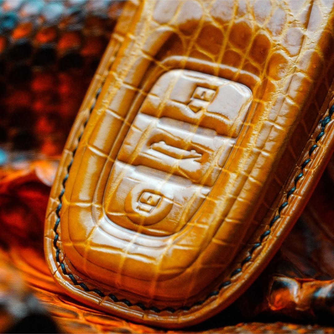 ETK BESPOKE ORANGE CROCODILE KEY COVER FOR LAMBORGHINI — BLACK DETAILS