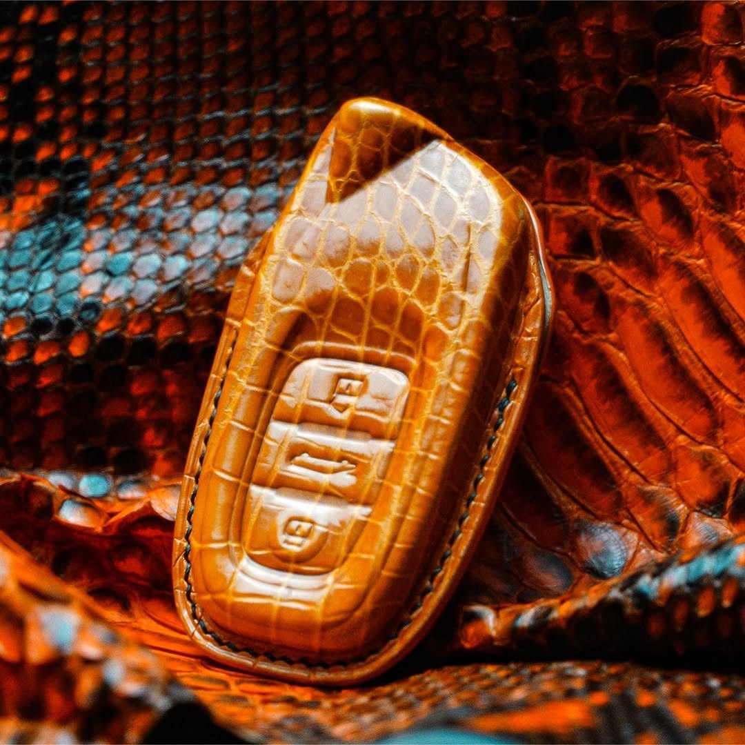 ETK BESPOKE ORANGE CROCODILE KEY COVER FOR LAMBORGHINI — BLACK DETAILS