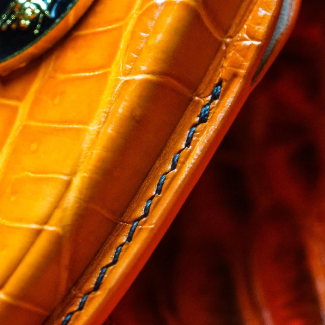 ETK BESPOKE ORANGE CROCODILE KEY COVER FOR LAMBORGHINI — BLACK DETAILS