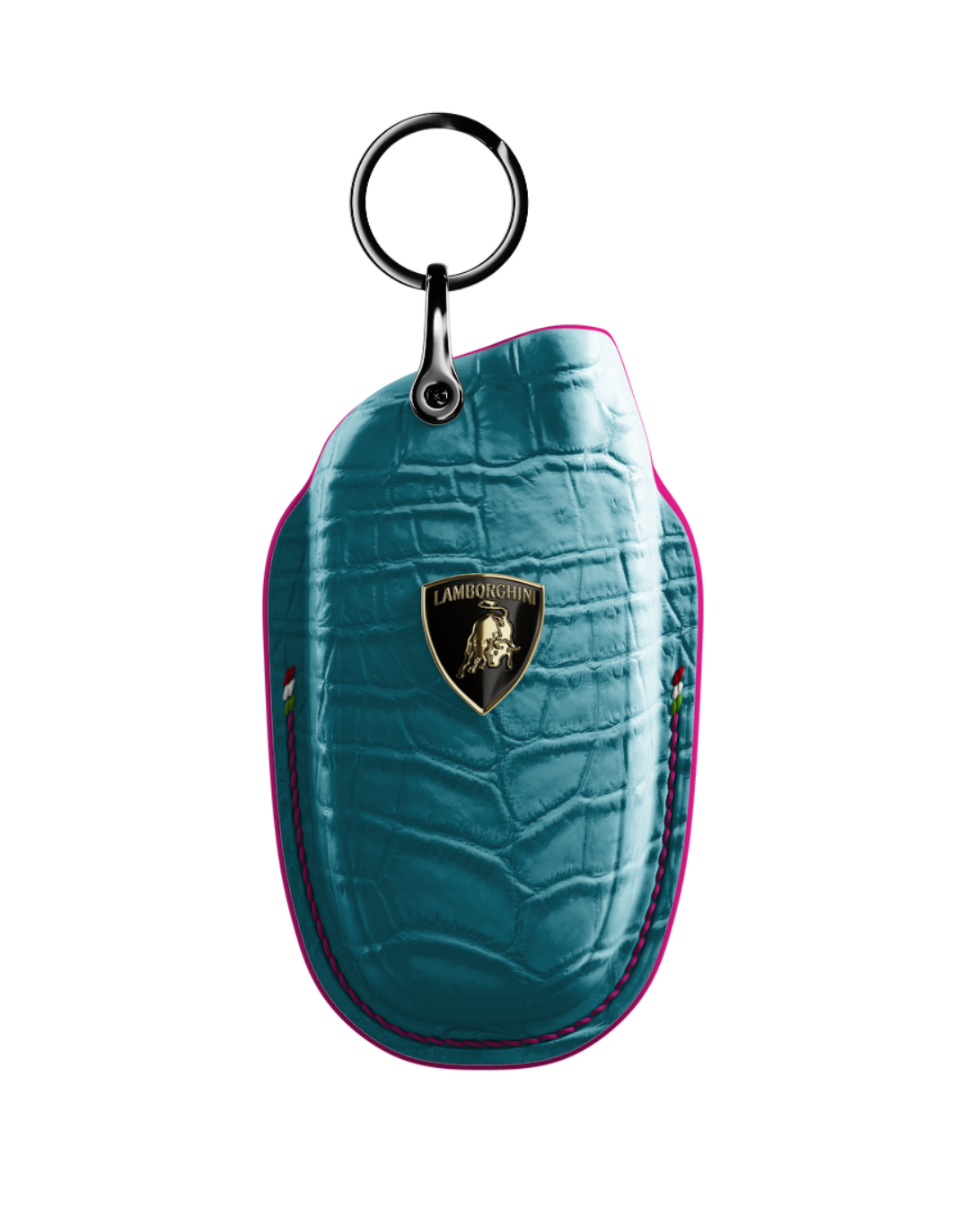 ETK BESPOKE TURQUOISE CROCODILE KEY COVER FOR LAMBORGHINI — HOT PINK DETAILS