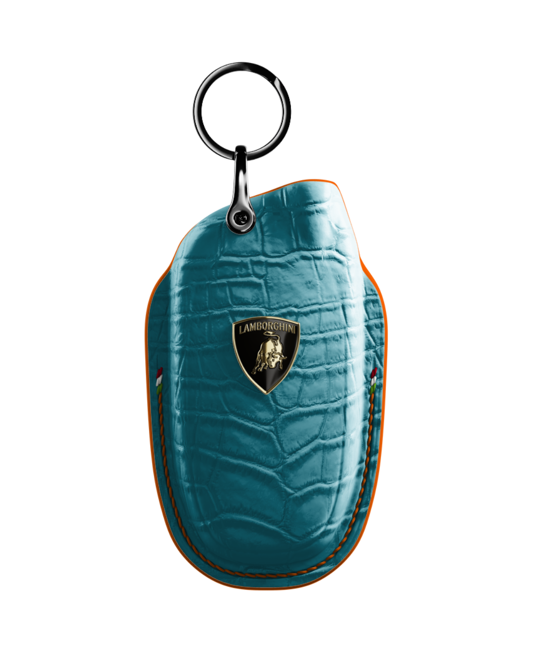 ETK BESPOKE TURQUOISE CROCODILE KEY COVER FOR LAMBORGHINI — ORANGE DETAILS