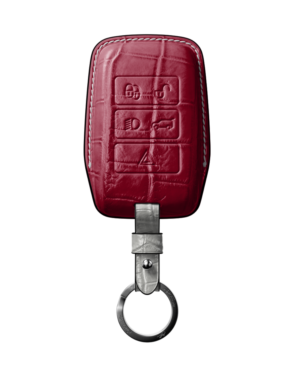 ETK BESPOKE BORDEAUX CROCODILE KEY COVER FOR LAND ROVER — WHITE & BLACK DETAILS