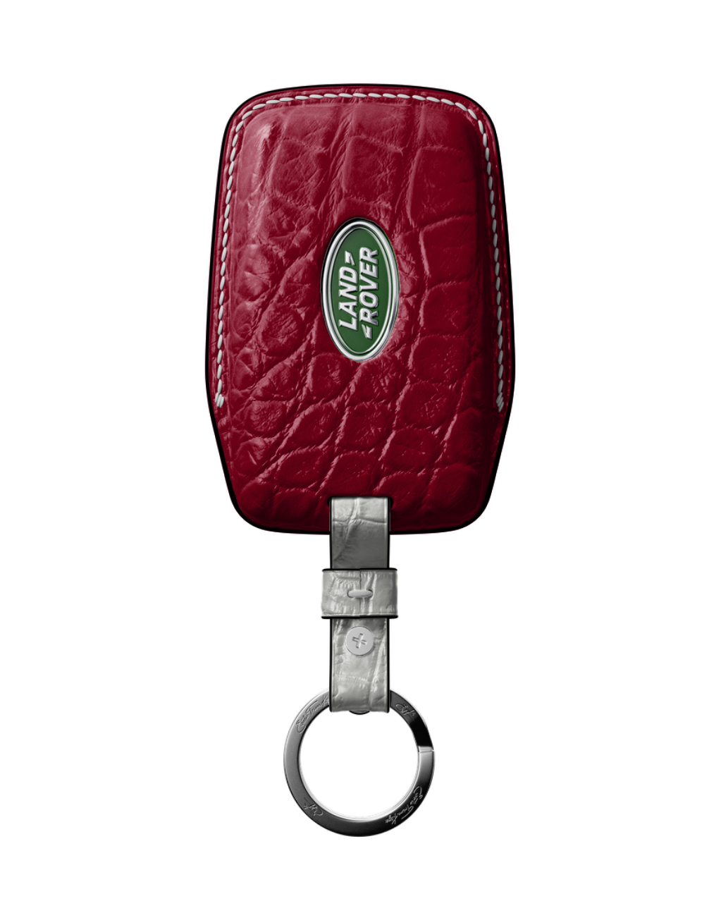 ETK BESPOKE BORDEAUX CROCODILE KEY COVER FOR LAND ROVER — WHITE & BLACK DETAILS
