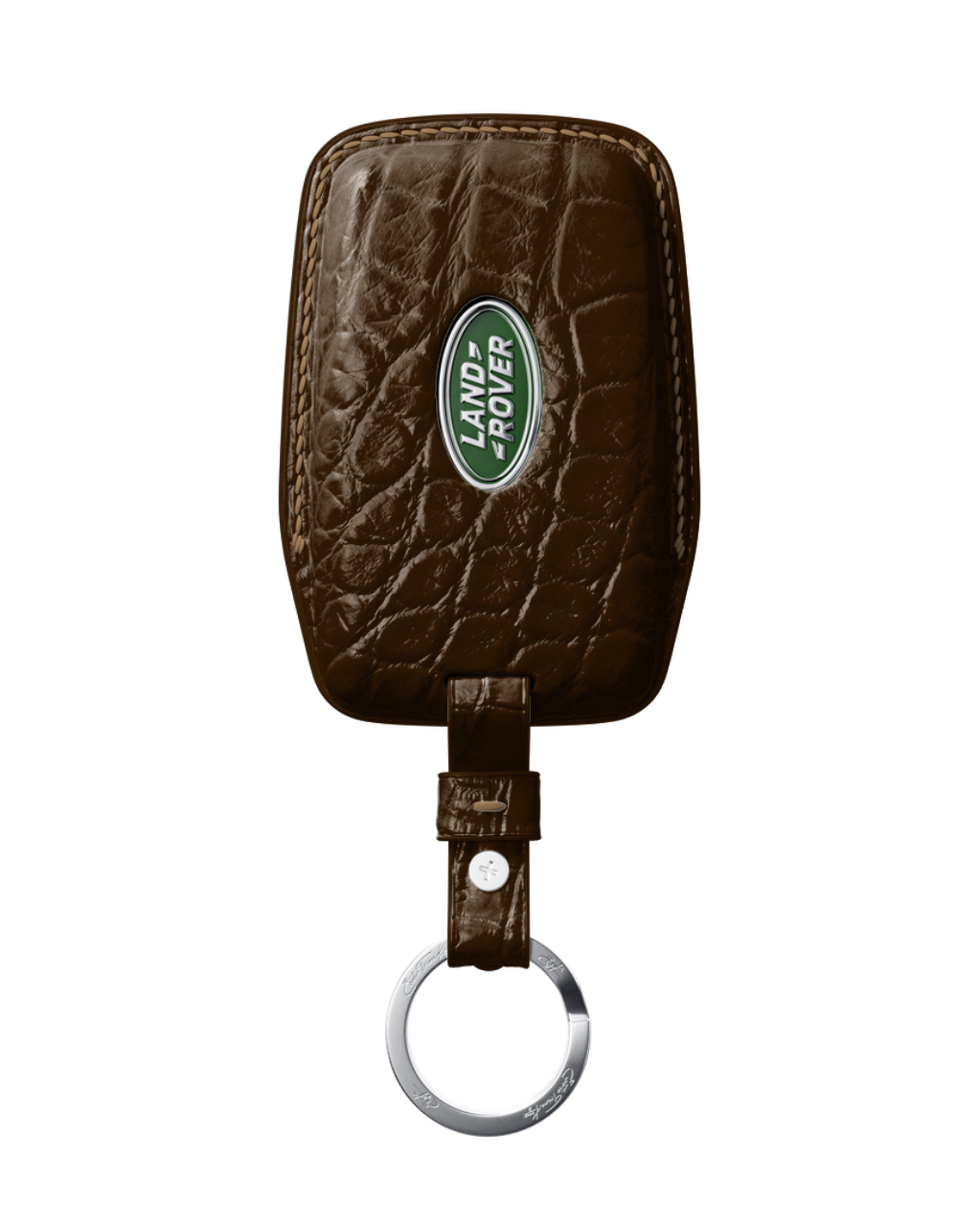 ETK BESPOKE DARK BROWN CROCODILE KEY COVER FOR LAND ROVER — CAMEL DETAILS