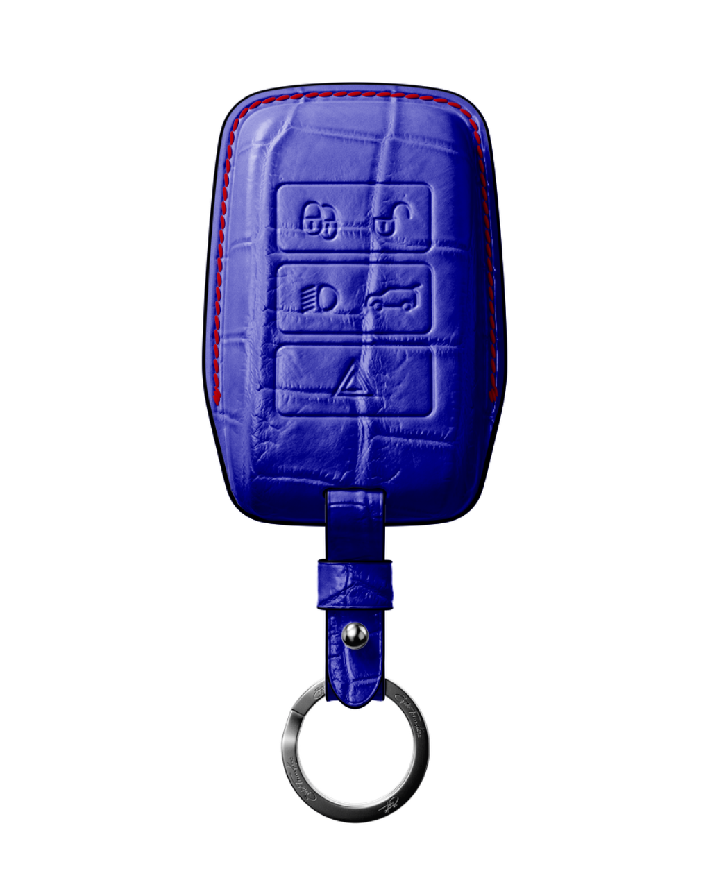 ETK BESPOKE ELECTRIC BLUE CROCODILE KEY COVER FOR LAND ROVER — RED DETAILS