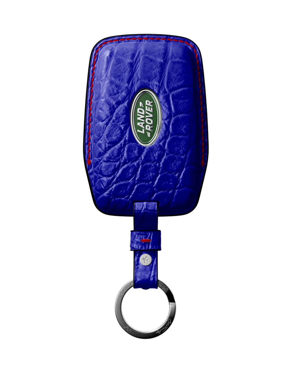 ETK BESPOKE ELECTRIC BLUE CROCODILE KEY COVER FOR LAND ROVER — RED DETAILS