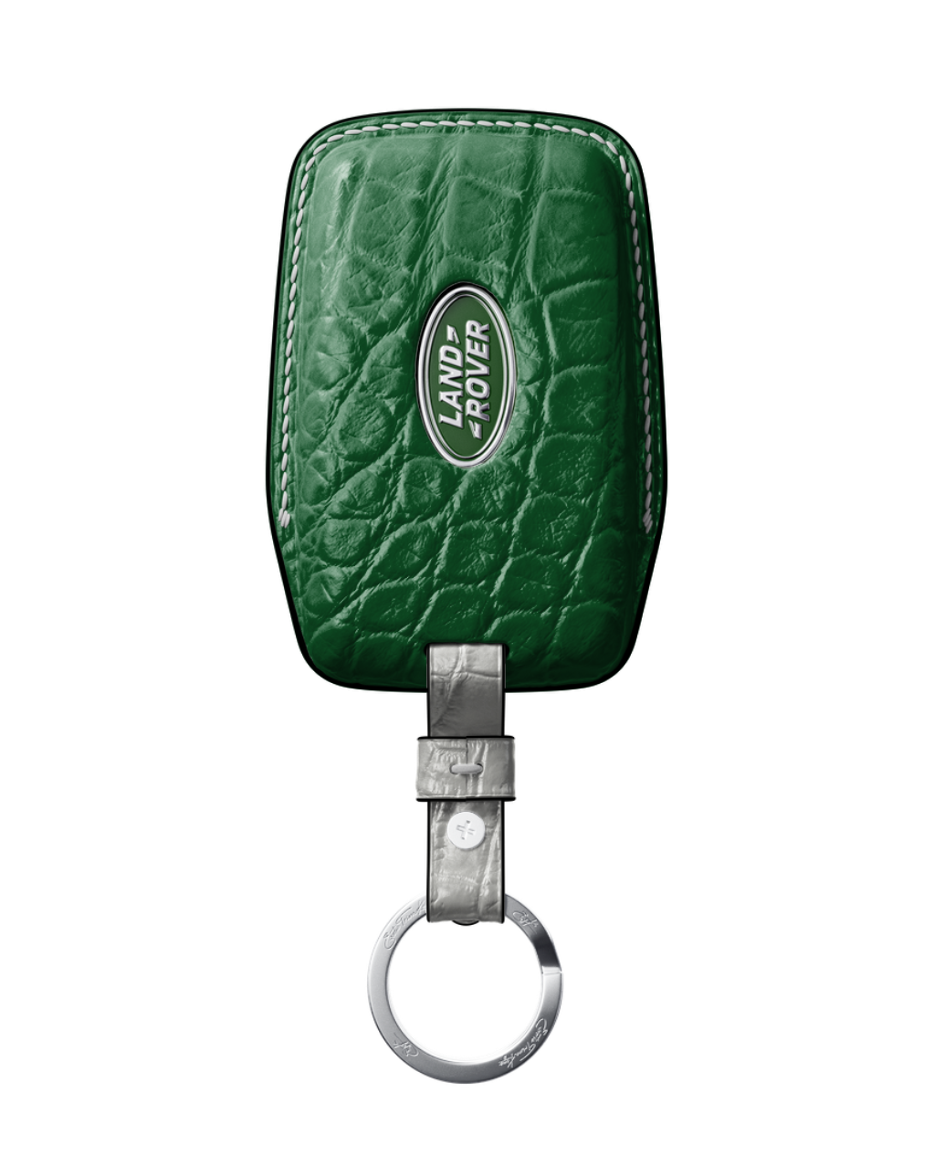 ETK BESPOKE GREEN CROCODILE KEY COVER FOR LAND ROVER — WHITE & BLACK DETAILS