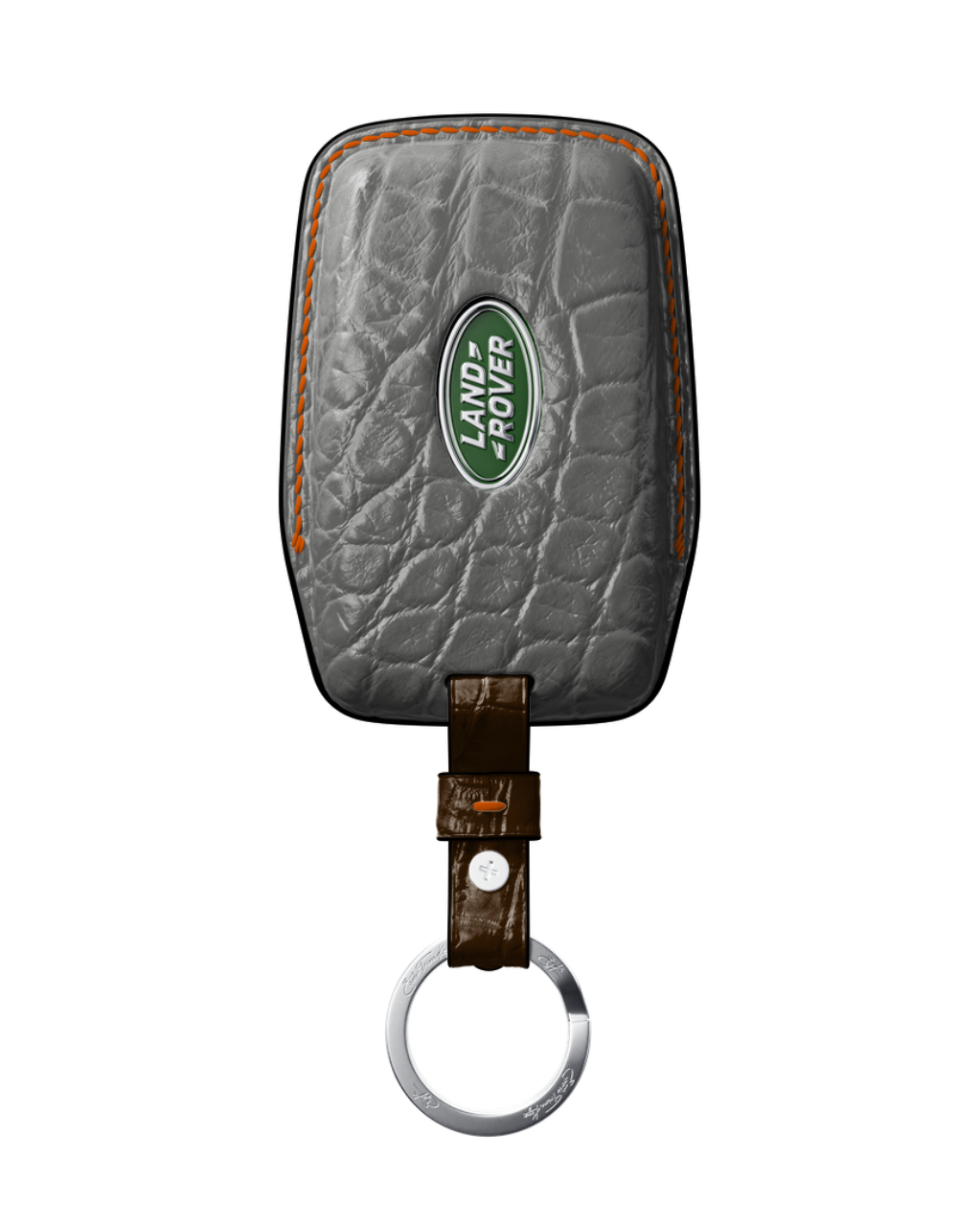 ETK BESPOKE GREY CROCODILE KEY COVER FOR LAND ROVER — THREE-TONE DETAILS