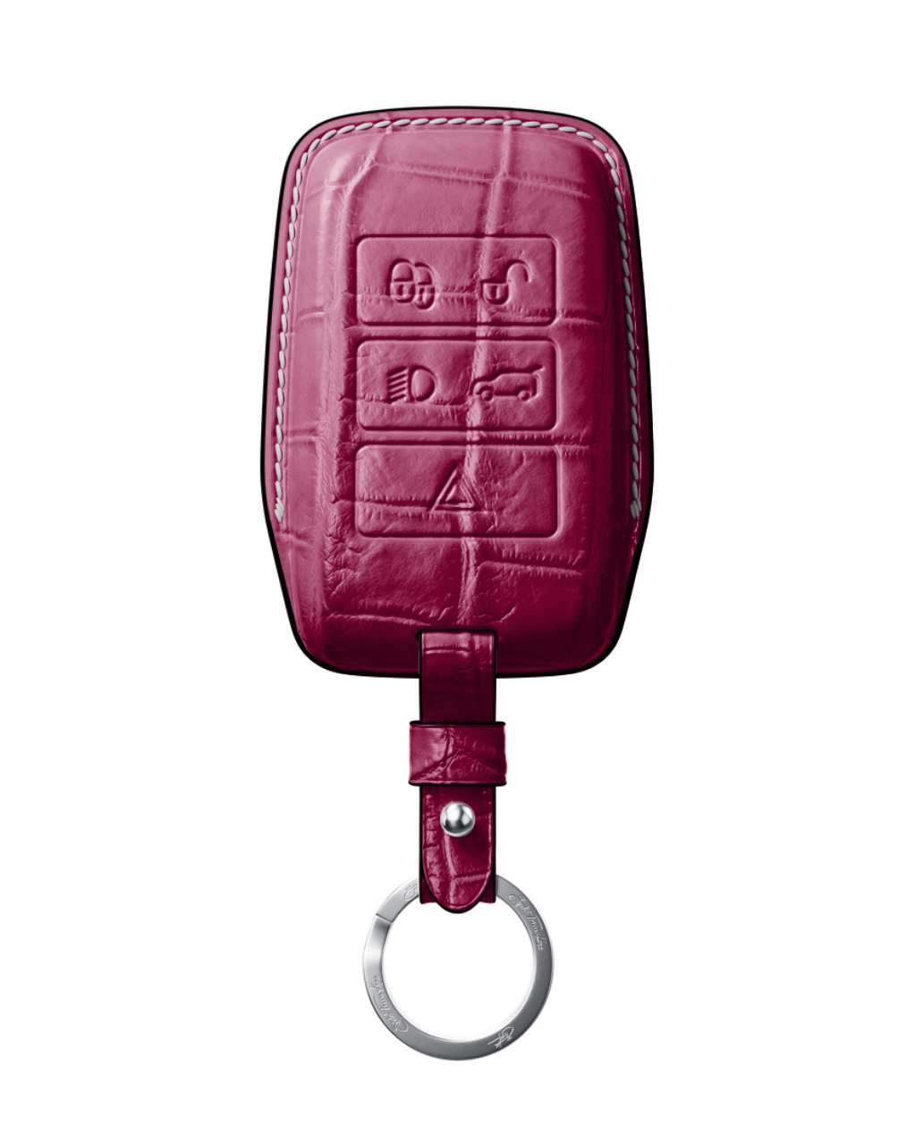 ETK BESPOKE HOT PINK CROCODILE KEY COVER FOR LAND ROVER — WHITE & BLACK DETAILS