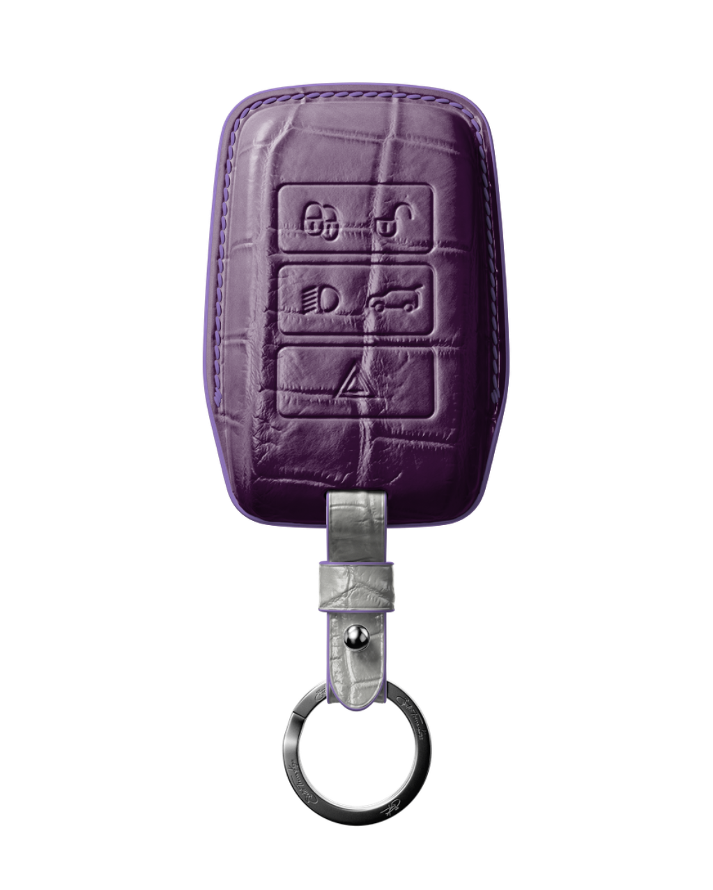 ETK BESPOKE PURPLE CROCODILE KEY COVER FOR LAND ROVER — LAVENDER & PEARL WHITE DETAILS
