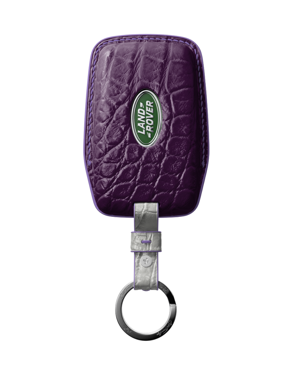 ETK BESPOKE PURPLE CROCODILE KEY COVER FOR LAND ROVER — LAVENDER & PEARL WHITE DETAILS