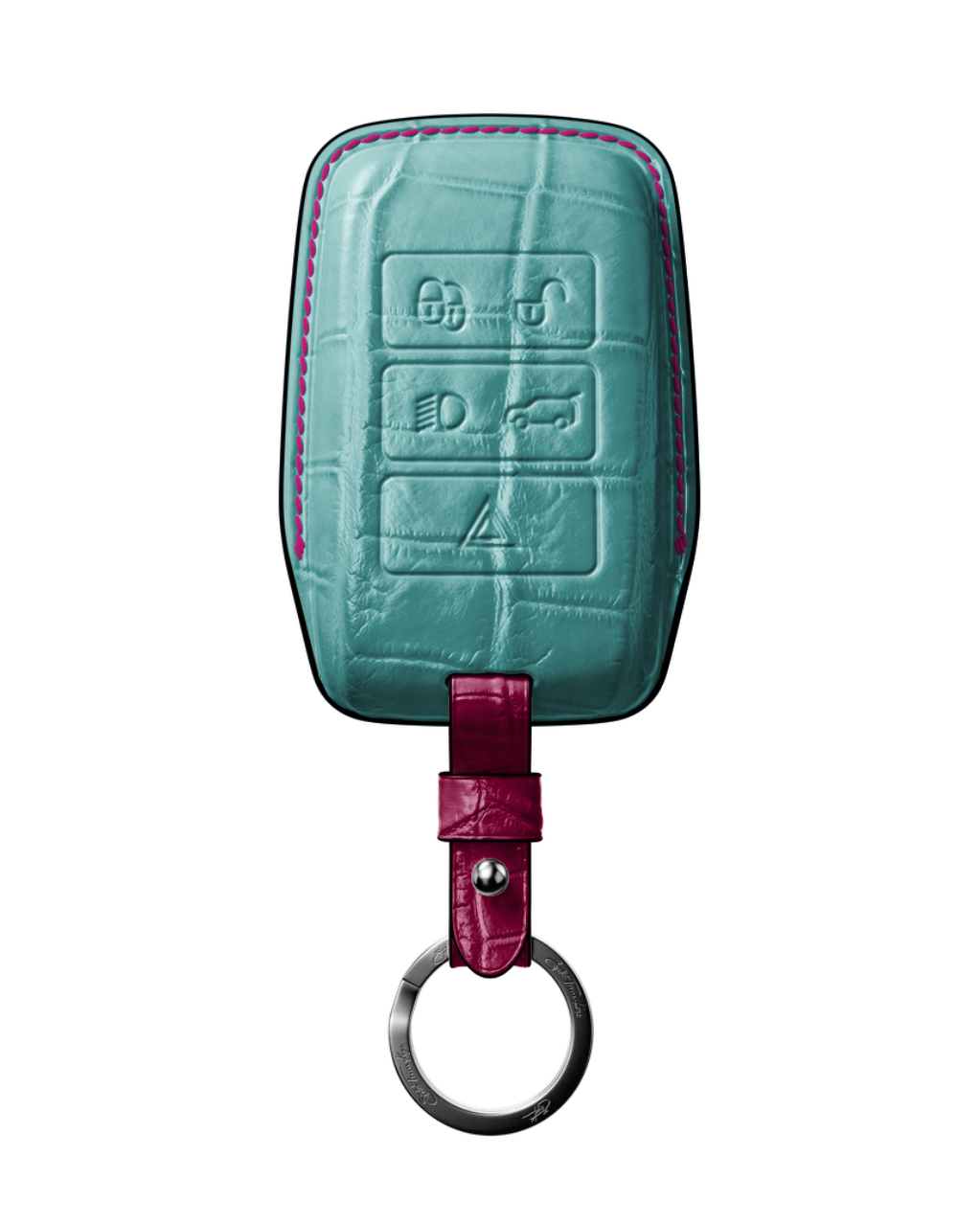 ETK BESPOKE TIFFANY CROCODILE KEY COVER FOR LAND ROVER — HOT PINK & BLACK DETAILS