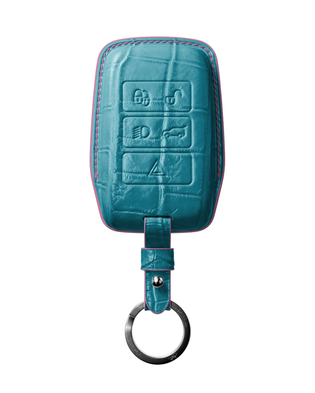 ETK BESPOKE TURQUOISE CROCODILE KEY COVER FOR LAND ROVER — BABY PINK DETAILS
