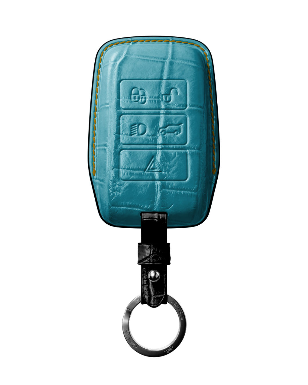 ETK BESPOKE TURQUOISE CROCODILE KEY COVER FOR LAND ROVER — TAN & BLACK DETAILS