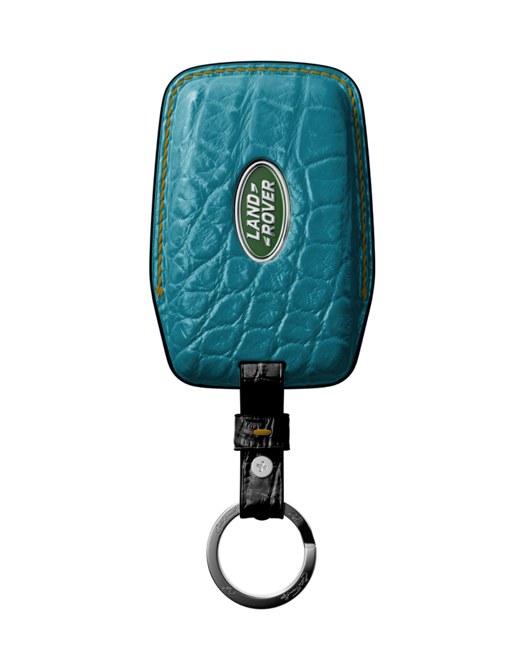 ETK BESPOKE TURQUOISE CROCODILE KEY COVER FOR LAND ROVER — TAN & BLACK DETAILS