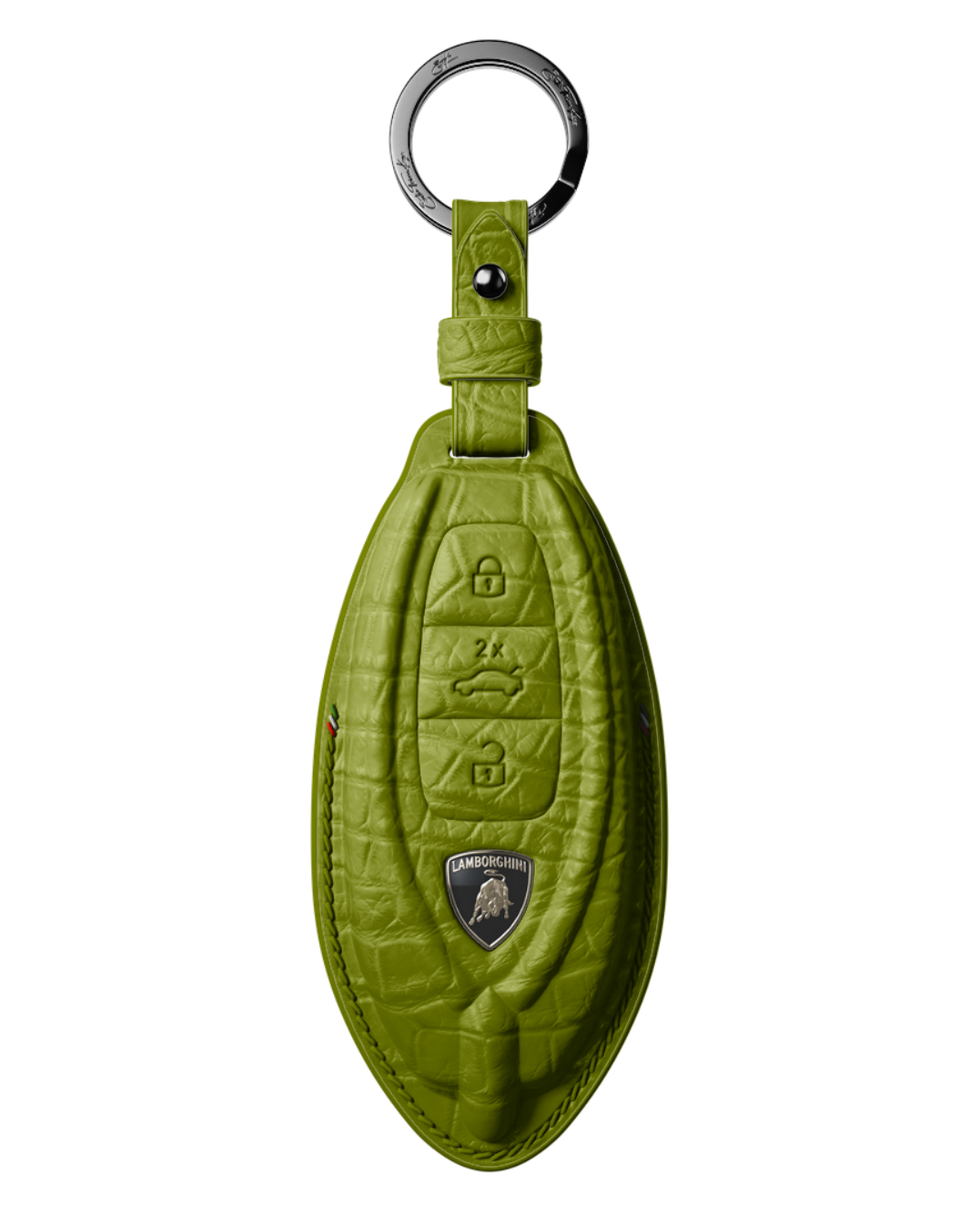 ETK BESPOKE GENUINE CROCODILE KEY COVER FOR LAMBORGHINI TYPE II — CLASSIC ITALIAN TRICOLORE SPECIFICATION
