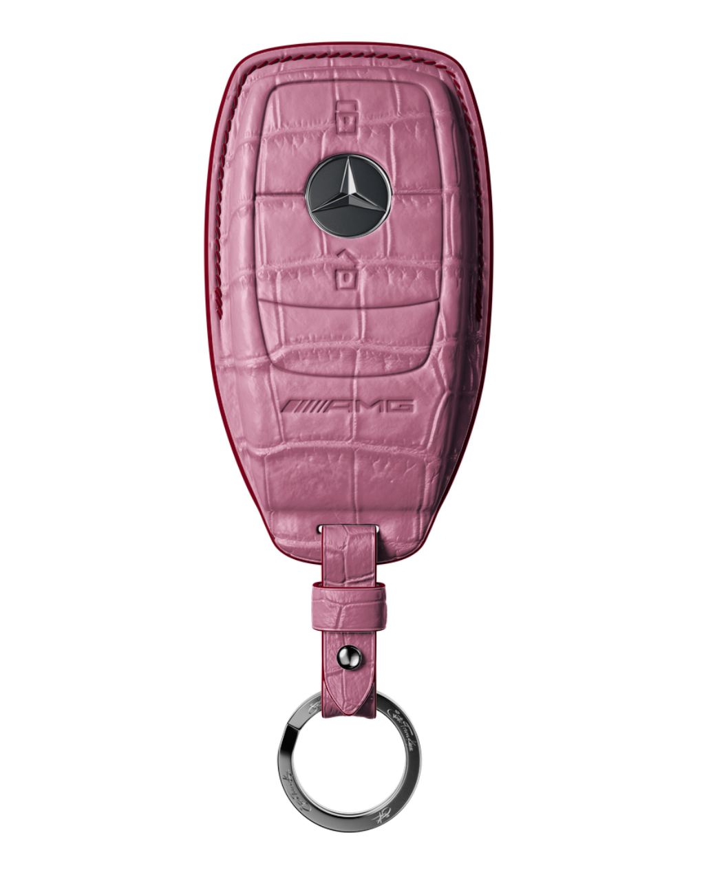 ETK BESPOKE BABY PINK CROCODILE KEY COVER FOR MERCEDES — BORDEAUX DETAILS