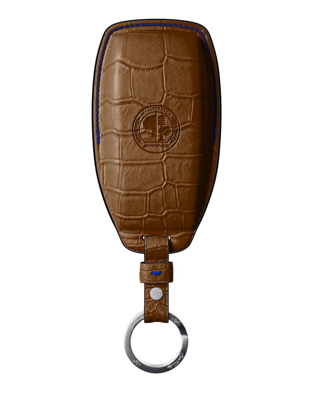 ETK BESPOKE BROWN CROCODILE KEY COVER FOR MERCEDES — BLUE & BLACK DETAILS