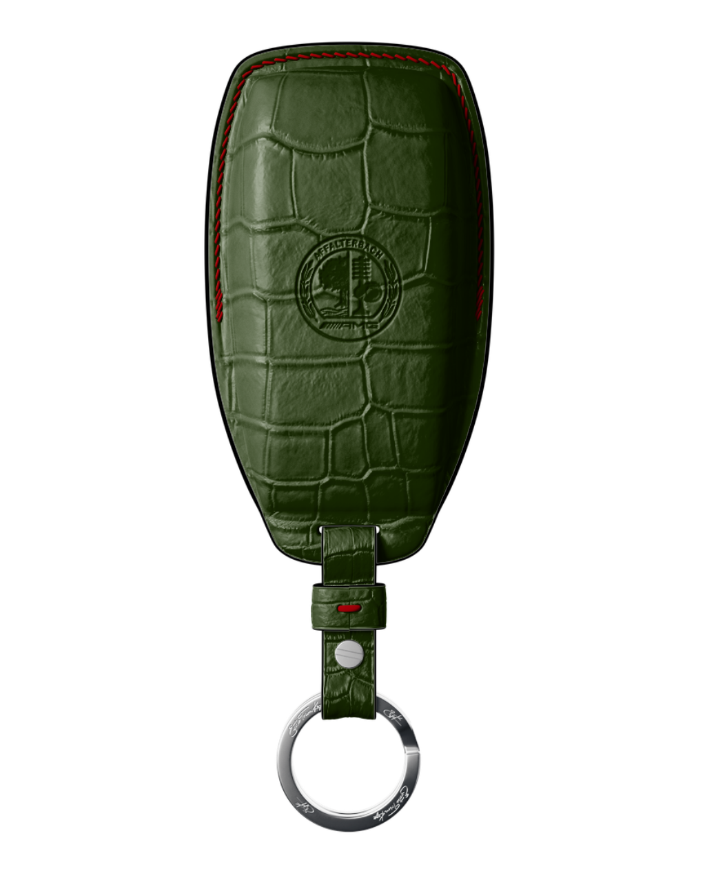 ETK BESPOKE DARK GREEN CROCODILE KEY COVER FOR MERCEDES — RED & BLACK DETAILS