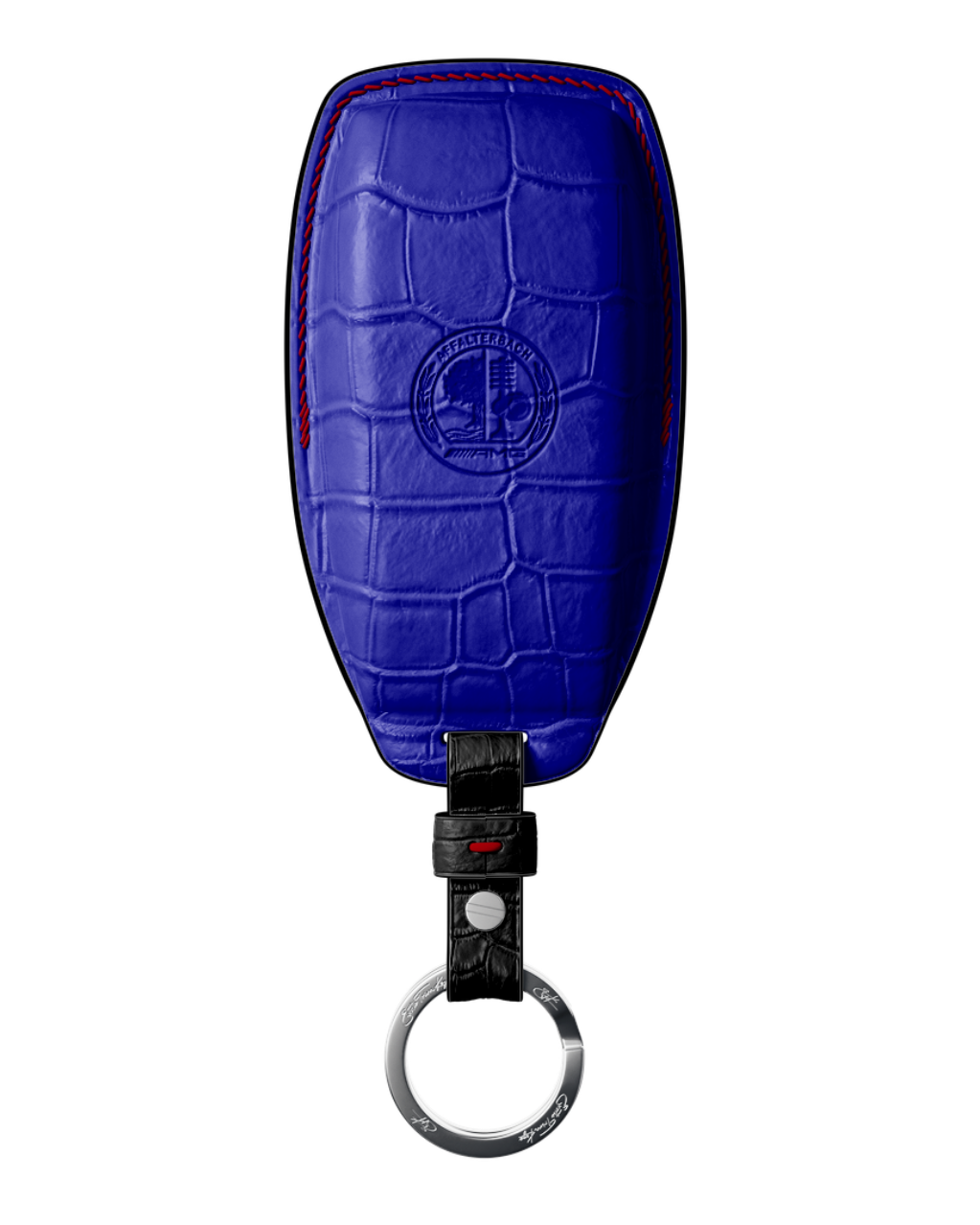 ETK BESPOKE ELECTRIC BLUE CROCODILE KEY COVER FOR MERCEDES — RED & BLACK DETAILS