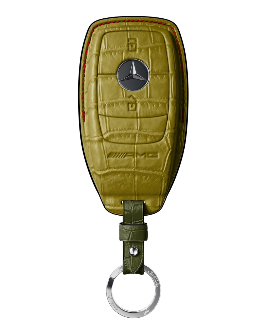 ETK BESPOKE GOLD CROCODILE KEY COVER FOR MERCEDES — THREE-TONE DETAILS