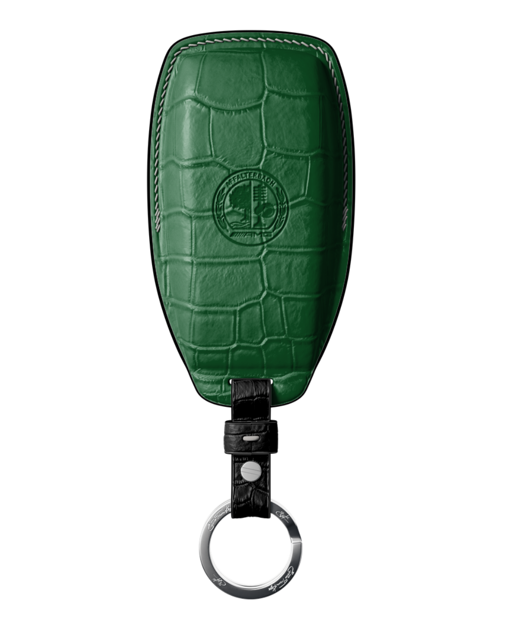 ETK BESPOKE GREEN CROCODILE KEY COVER FOR MERCEDES — WHITE & BLACK DETAILS