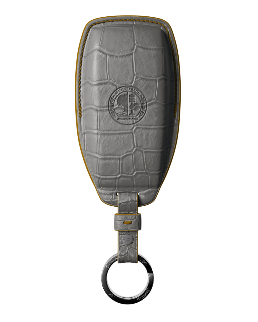 ETK BESPOKE GREY CROCODILE KEY COVER FOR MERCEDES — CARAMEL DETAILS
