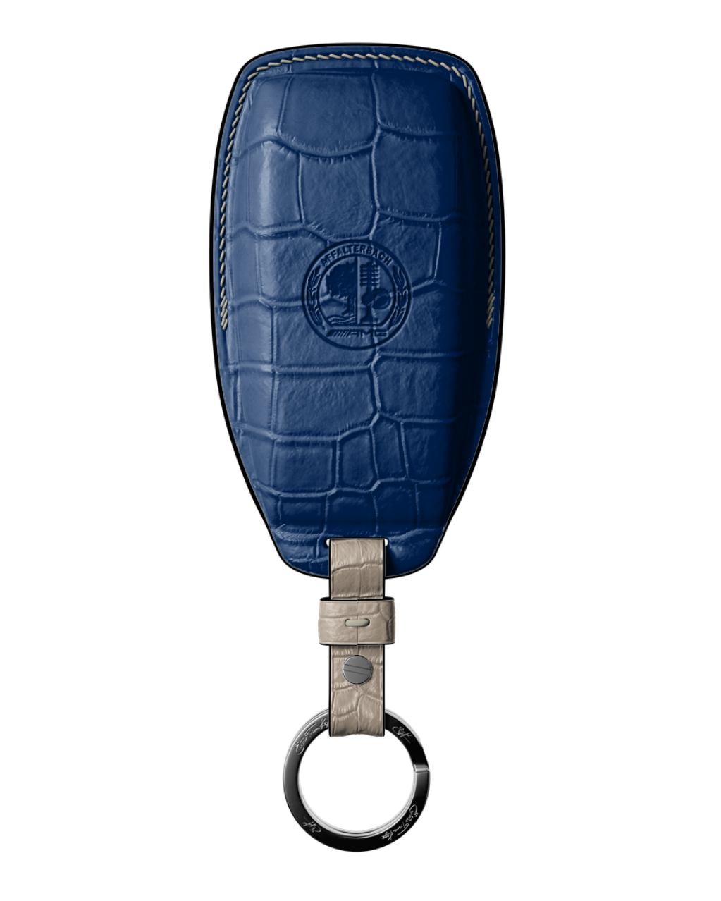 ETK BESPOKE NAVY BLUE CROCODILE KEY COVER FOR MERCEDES — CREAM DETAILS