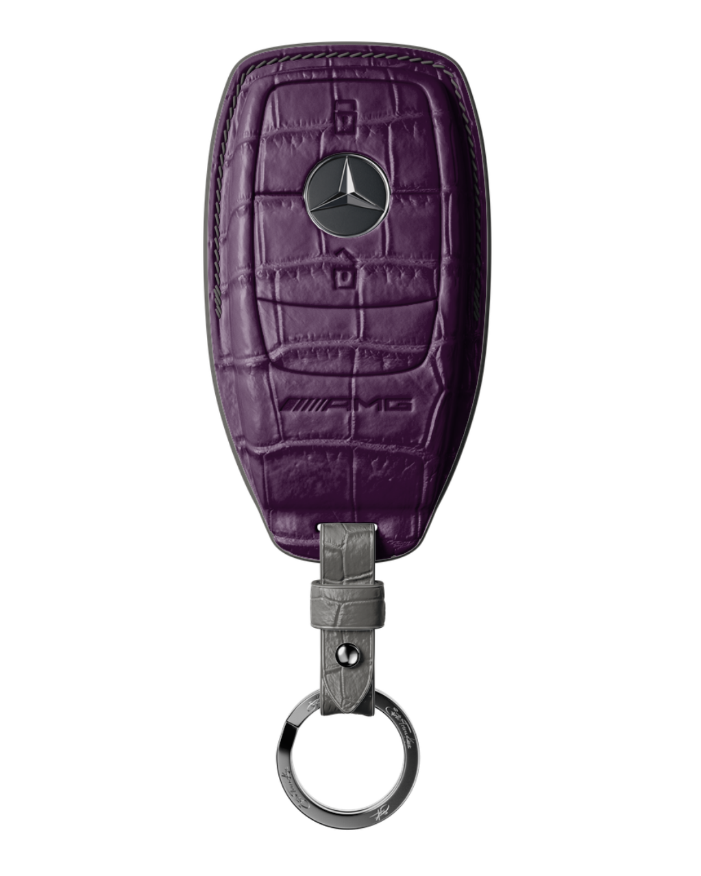 ETK BESPOKE PURPLE CROCODILE KEY COVER FOR MERCEDES — GREY DETAILS