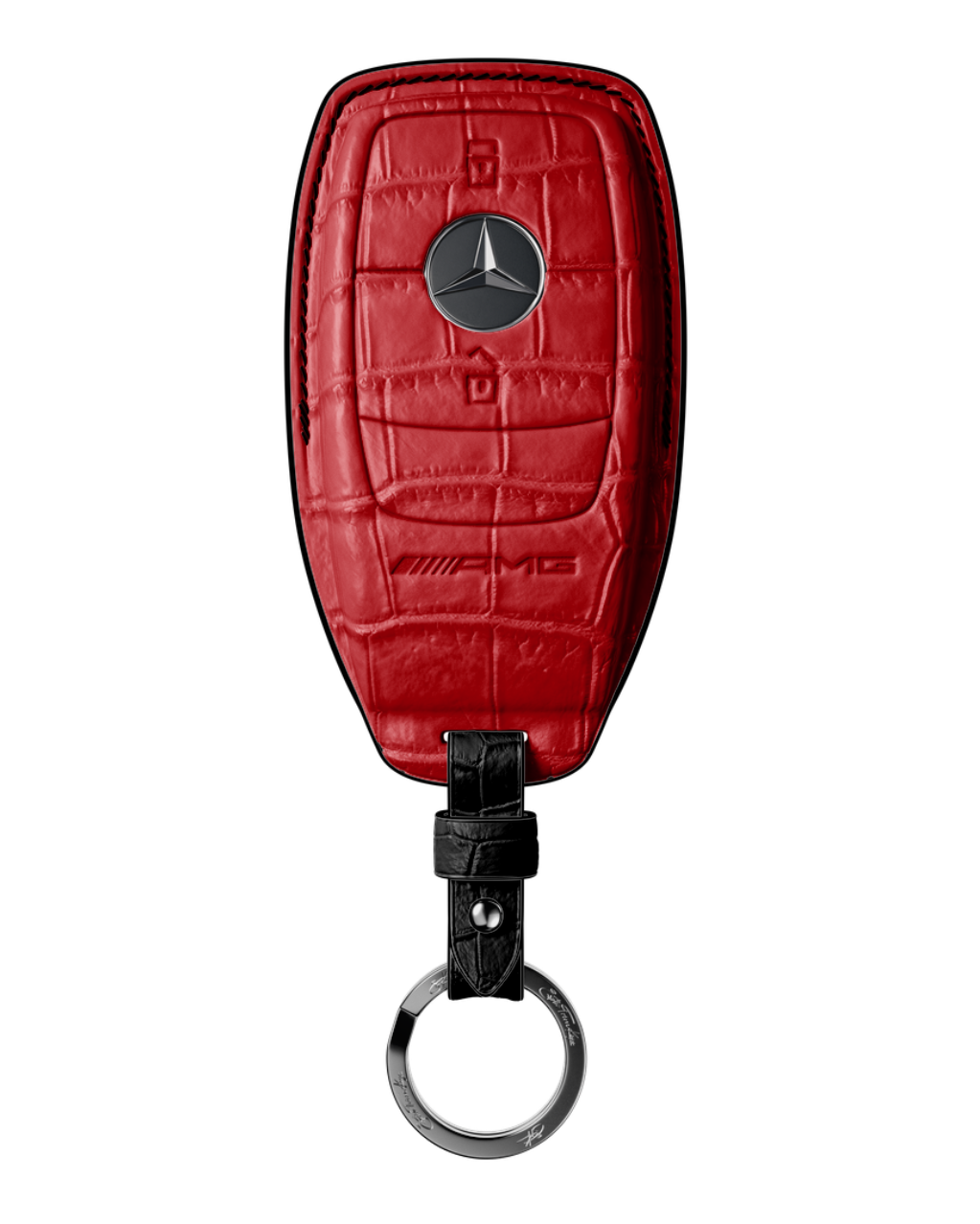 ETK BESPOKE RED CROCODILE KEY COVER FOR MERCEDES — BLACK DETAILS