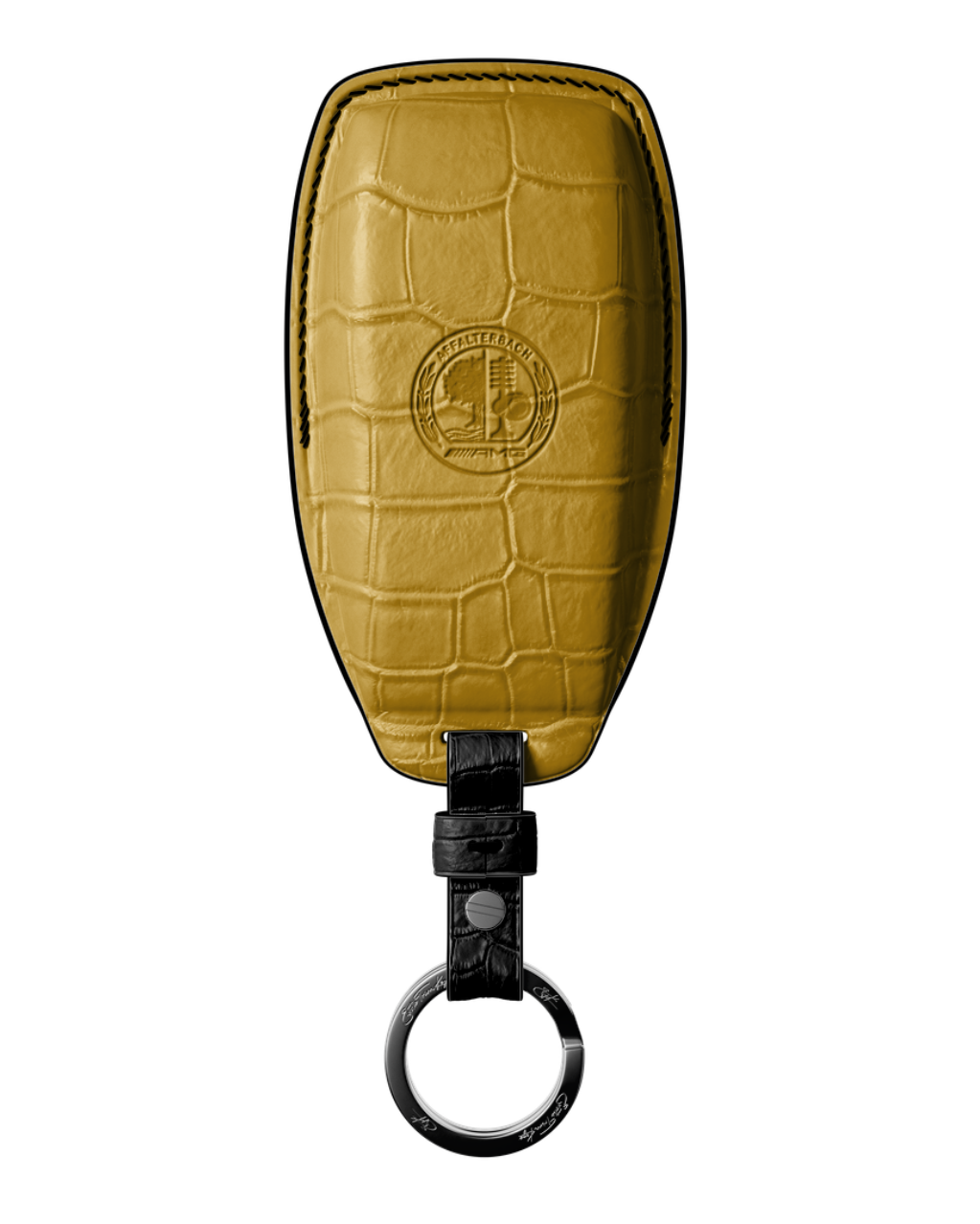 ETK BESPOKE YELLOW CROCODILE KEY COVER FOR MERCEDES — BLACK DETAILS