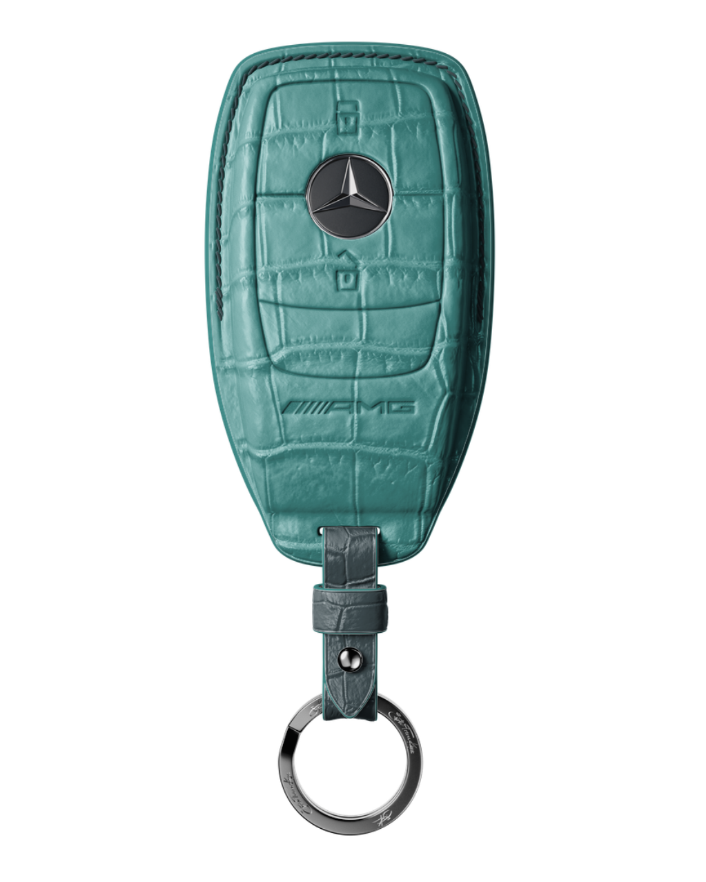 ETK BESPOKE TIFFANY CROCODILE KEY COVER FOR MERCEDES — GREY BLUE DETAILS