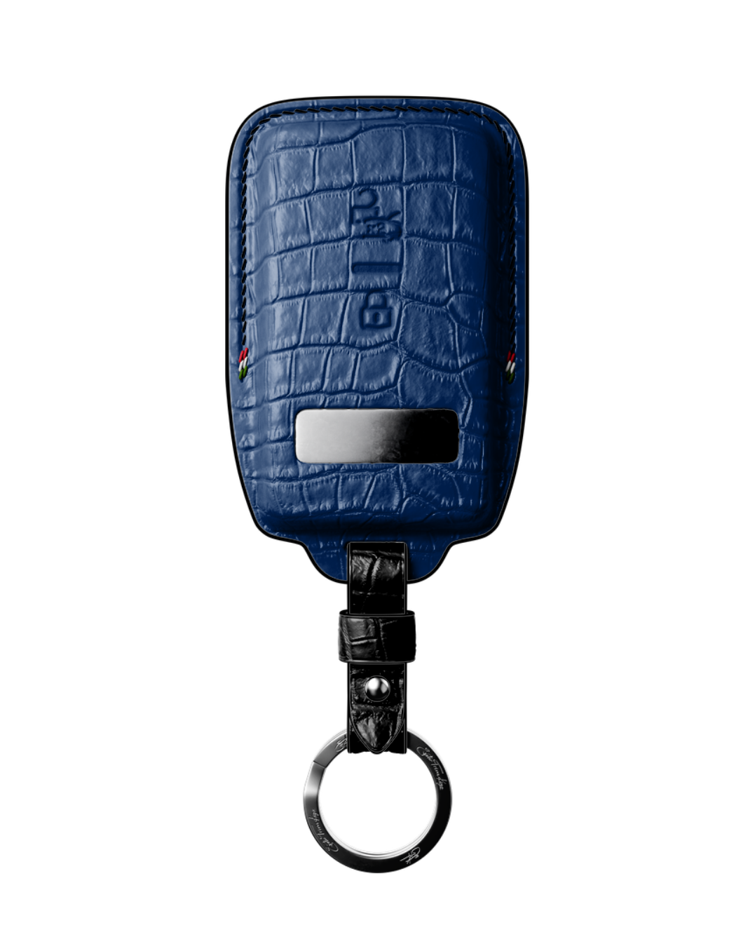 ETK BESPOKE HAND-PAINTED GENUINE CROCODILE KEY COVER FOR FERRARI TYPE II — NERO TRICOLORE SPECIFICATION