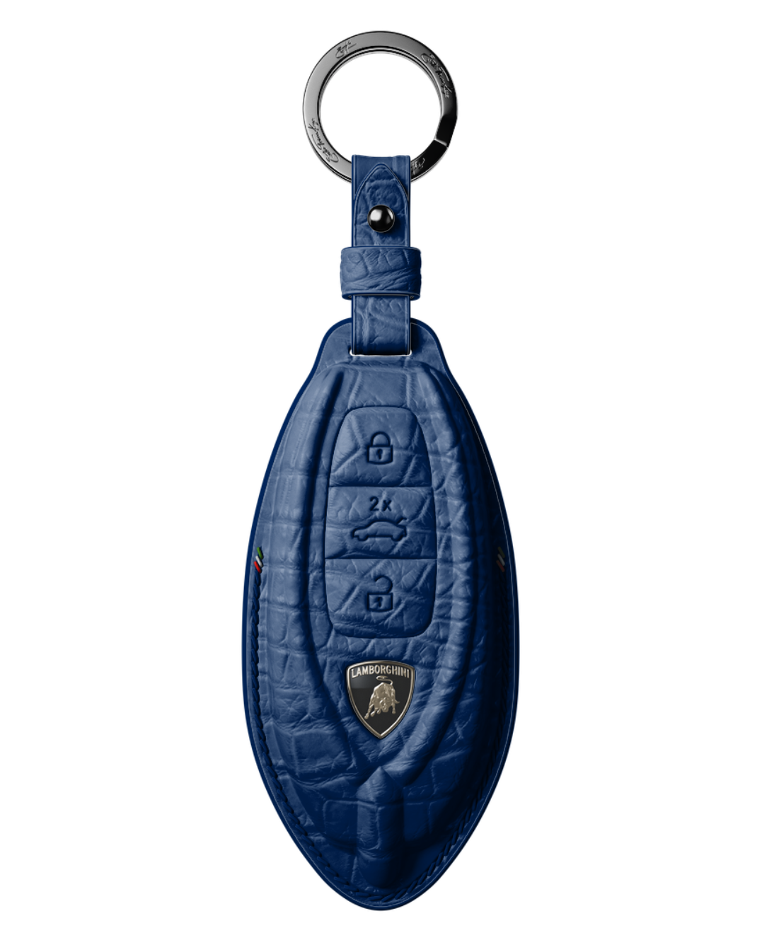ETK BESPOKE GENUINE CROCODILE KEY COVER FOR LAMBORGHINI TYPE II — CLASSIC ITALIAN TRICOLORE SPECIFICATION