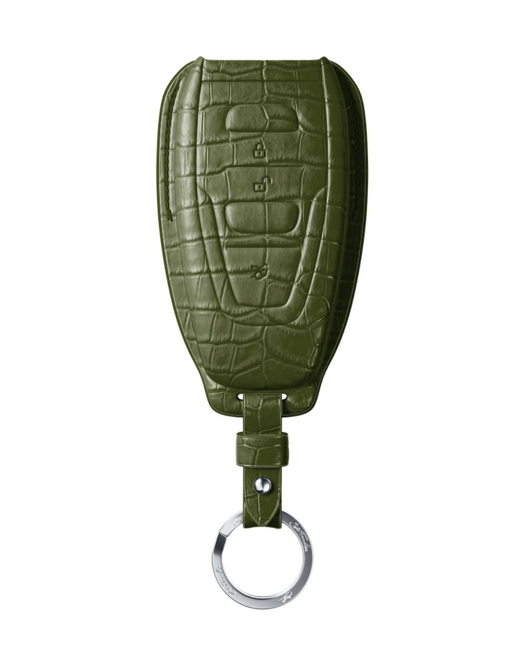 ETK BESPOKE GENUINE CROCODILE KEY COVER FOR ASTON MARTIN — CLASSIC SILVER BADGE SPECIFICATION