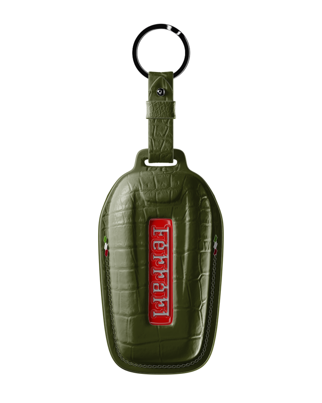 ETK BESPOKE GENUINE CROCODILE KEY COVER FOR FERRARI TYPE I — CLASSIC ITALIAN TRICOLORE SPECIFICATION