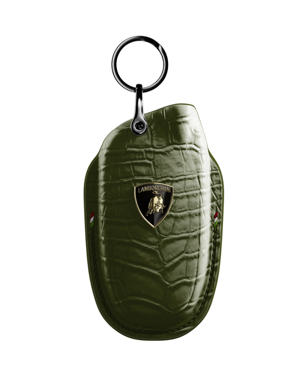ETK BESPOKE GENUINE CROCODILE KEY COVER FOR LAMBORGHINI TYPE I — CLASSIC ITALIAN TRICOLORE SPECIFICATION