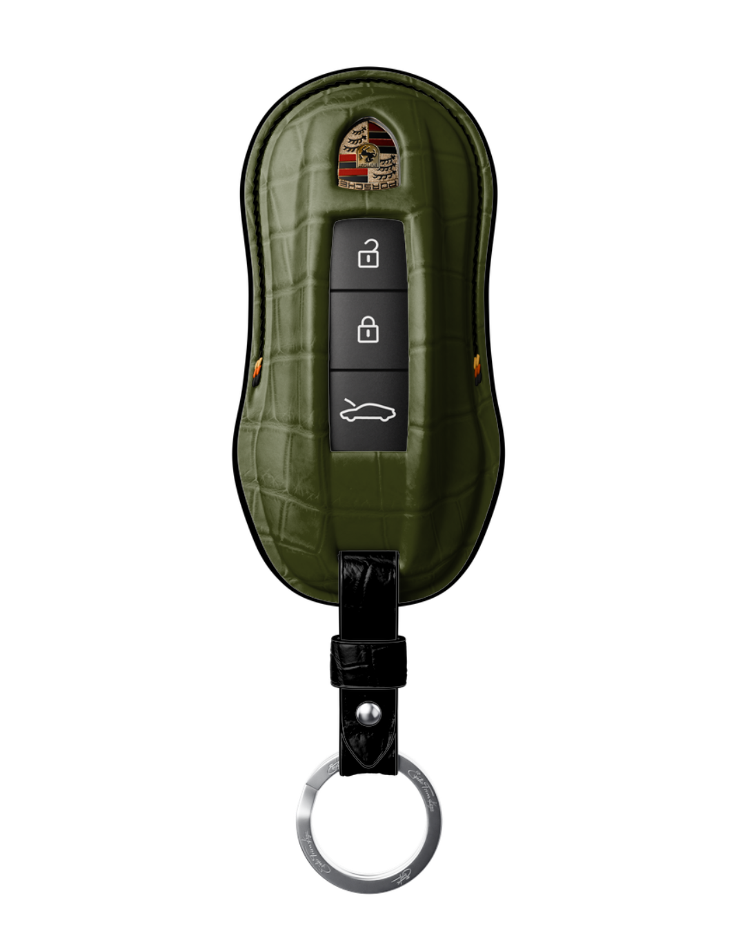 ETK BESPOKE GENUINE CROCODILE KEY COVER FOR PORSCHE — SCHWARZ TRICOLOR SPECIFICATION