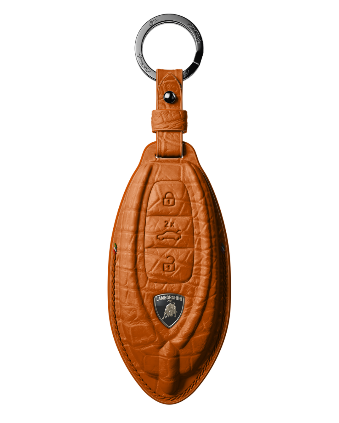 ETK BESPOKE GENUINE CROCODILE KEY COVER FOR LAMBORGHINI TYPE II — CLASSIC ITALIAN TRICOLORE SPECIFICATION