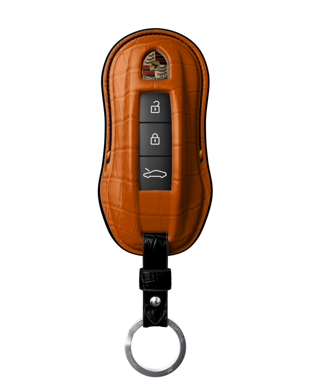 ETK BESPOKE GENUINE CROCODILE KEY COVER FOR PORSCHE — SCHWARZ TRICOLOR SPECIFICATION