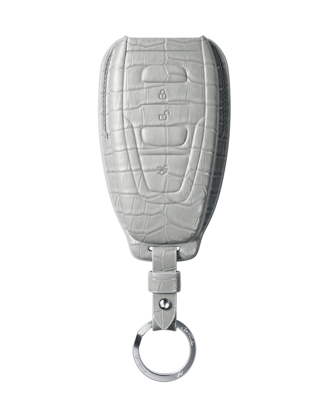 ETK BESPOKE GENUINE CROCODILE KEY COVER FOR ASTON MARTIN — CLASSIC SILVER BADGE SPECIFICATION