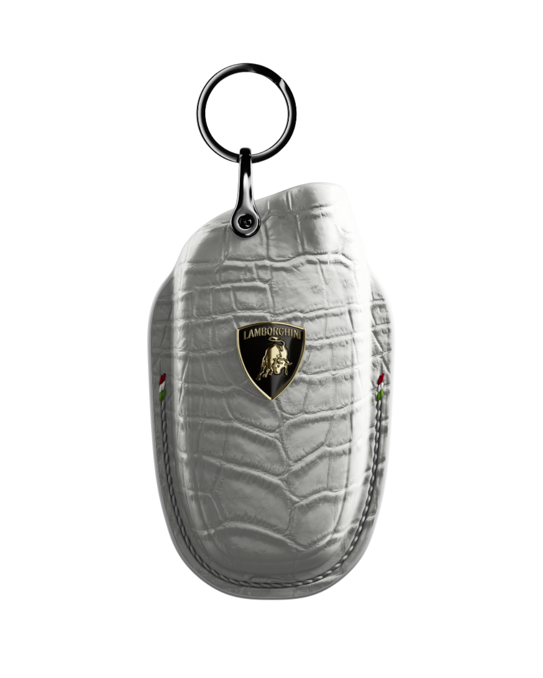 ETK BESPOKE GENUINE CROCODILE KEY COVER FOR LAMBORGHINI TYPE I — CLASSIC ITALIAN TRICOLORE SPECIFICATION