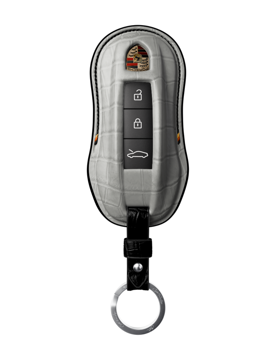 ETK BESPOKE GENUINE CROCODILE KEY COVER FOR PORSCHE — SCHWARZ TRICOLOR SPECIFICATION