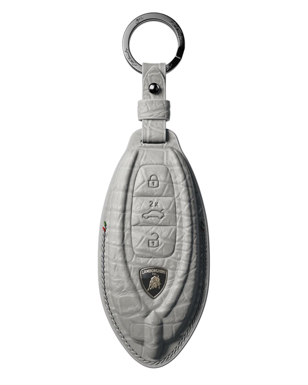 ETK BESPOKE GENUINE CROCODILE KEY COVER FOR LAMBORGHINI TYPE II — CLASSIC ITALIAN TRICOLORE SPECIFICATION