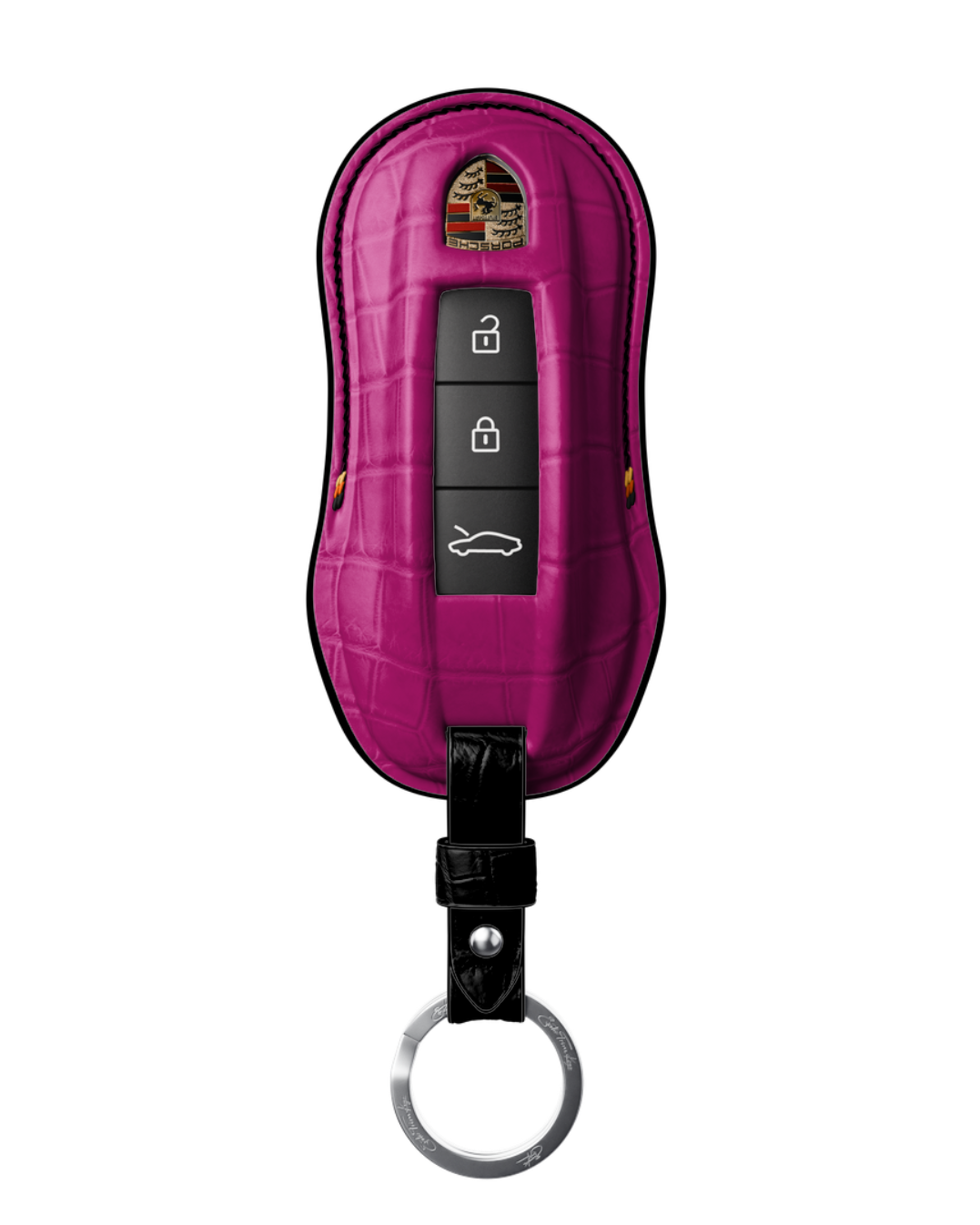 ETK BESPOKE GENUINE CROCODILE KEY COVER FOR PORSCHE — SCHWARZ TRICOLOR SPECIFICATION