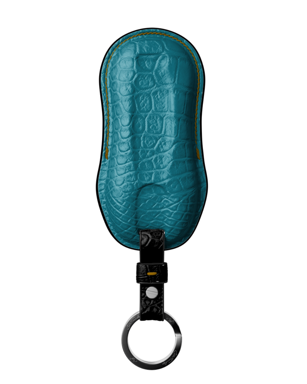 ETK BESPOKE TURQUOISE CROCODILE KEY COVER FOR PORSCHE — TAN & BLACK DETAILS